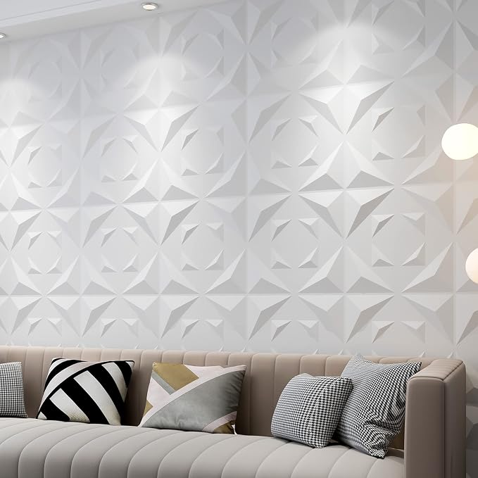 Art3d Decorative 3D Panels Textured Wall Design Board, White, 12 Tiles 32 Sq Ft by Art3d