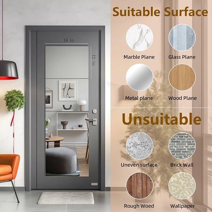 Stick on Small Mirror for Wall Decor, Plastic Non Glass Sticky Kids Safety Toddler Mirrors, 4 Pack 14”x12” Acrylic Mirror Tiles, Shatterproof Mirrors Sheet for Bedroom Closet，Gym Body Mirror's - Image 5
