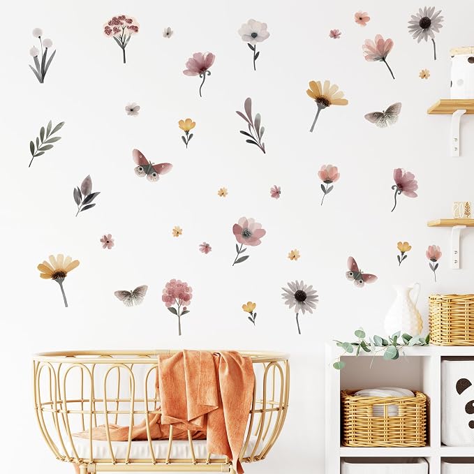 Flower Wall Decals - Peel and Stick Large Floral Flowers Wall Stickers,Removable Flower Home Decor Art for Kids Living Room, Bedroom, Nursery Decor Wall Corner Decor - Image 5