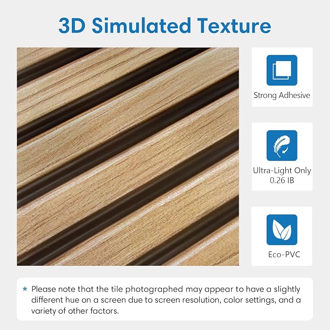 COMSTICKC 3D Peel and Stick Shiplap Wood Wall Sticker, 12 Pcs 22.8" x 11.8" | Not Real Wood, Lightweight Thin PVC Decorative Wall Panels Wallpaper for DIY Interior Wall Decor, Cover 22.48 sq ft - Image 3