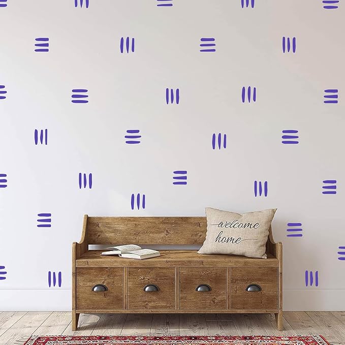 120Pcs Modern Line Wall Sticker Boho Nursery Decal (Purple) | Self Adhesive Vinyl, Removable Waterproof Murals, Minimalist Home Art, Ideal DIY Decor For Living Room YT5037 - Image 3