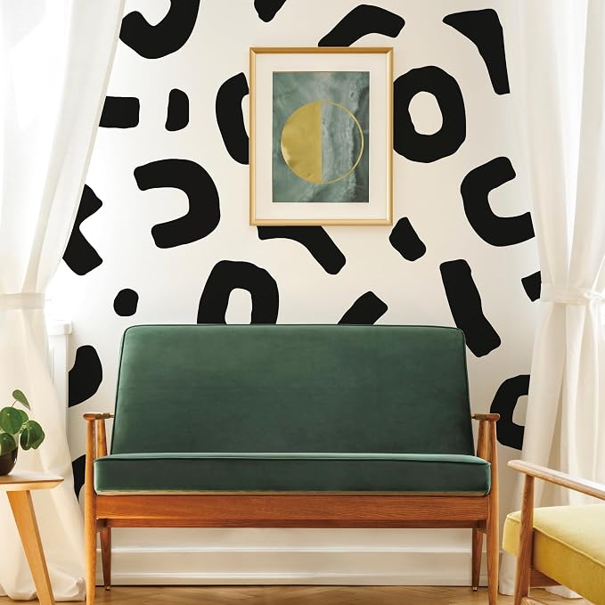Large Black Boho Geometric Wall Decals, Abstract Shapes Wall Décor | Stunning chic artistic accent wall in minutes. Peel and stick matte black vinyl stickers for living room, bedroom, office. - Image 4