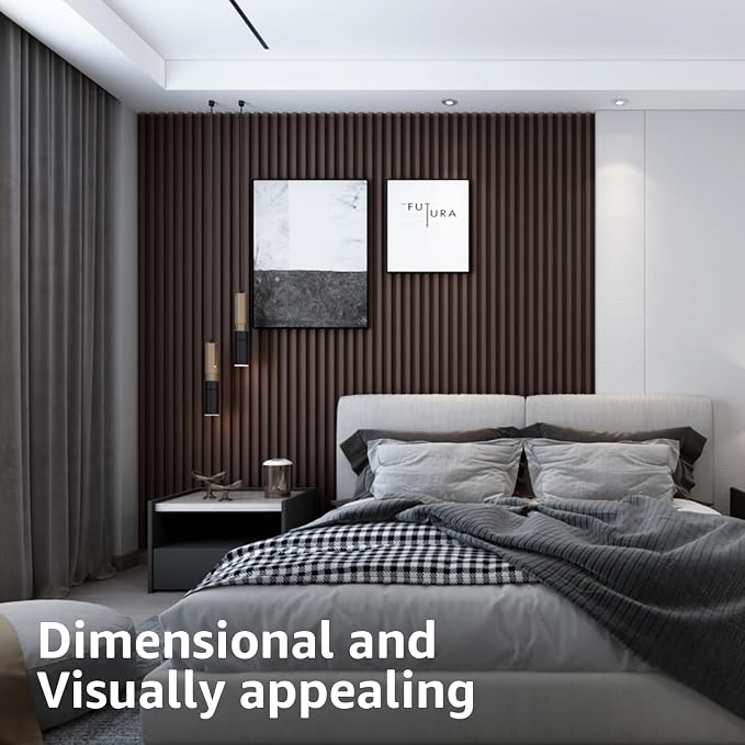 Art3d 96 x 6 Inch WPC Wood Diffuser Slat Wall Panel, 8-Pack, Black Walnut | Fluted Design, Durable, Moisture Resistant, Cleanable, Easy to Install, Eco-Friendly, for Living Room, Bedroom or Office - Image 5