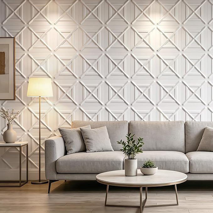 Art3d X-Shape Decorative 3D Wall Panels, 11.8 x 11.8 in, 33-Pack, White | PVC, Lightweight, Waterproof, Peel and Stick, Easy to Install, Durable, Flexible, Decorative, Ideal for Living Room, Bedroom - Image 2