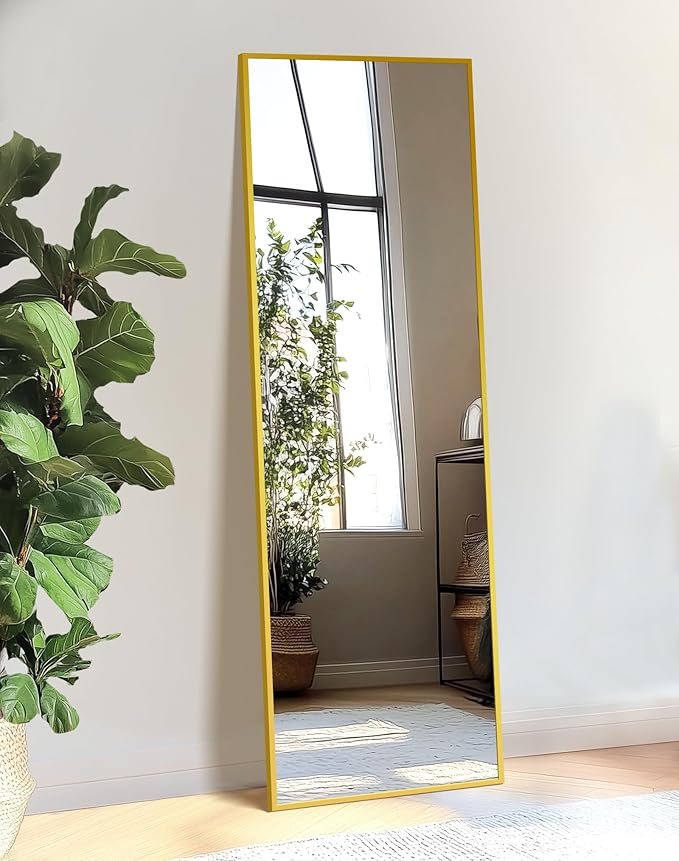 TRAHOME Full Length Floor Mirror 56"x15", Large Standing Body Mirror, Gold by TRAHOME
