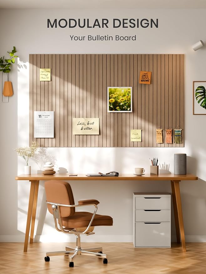 Bumusty 48"x 36" Large Felt Bulletin Board Tiles, Taupe | 12-Pack Cork Board Alternative, Wall Decor, 30 Pushpins, 60 Adhesive Tabs, Vision Board, Office, Classroom, Home, Dorm - Image 7