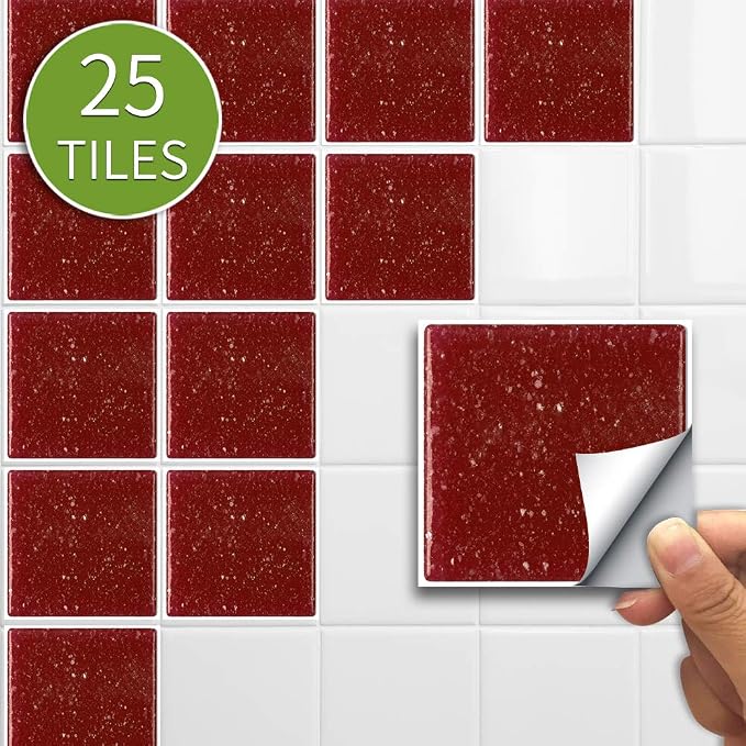 Alwayspon 25 Pcs Self-Adhesive Peel and Stick Tile Decal, Water-Proof Backsplash Wall Tile Sticker for Kitchen Bathroom, 4x4inch - Image 2