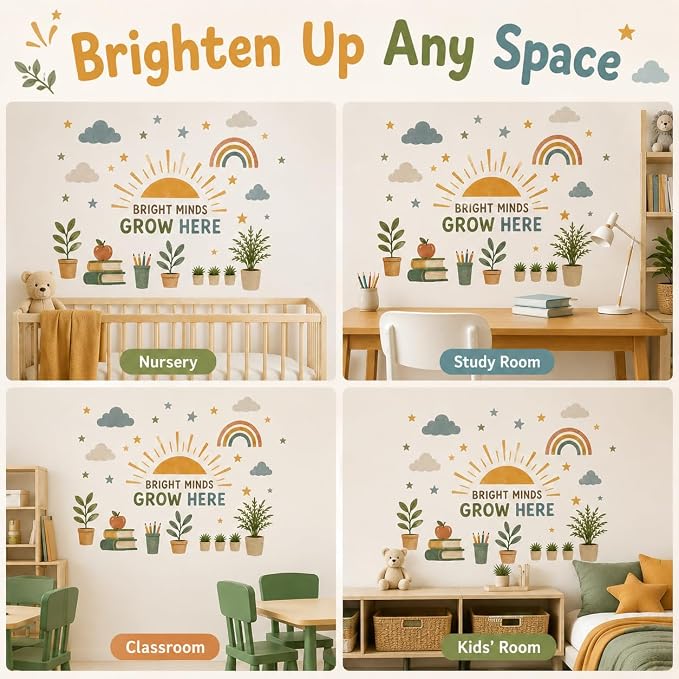 Boho Sun Wall Decal Watercolor Modern Half Sun Wall Decal Sun Cloud Wall Stickers Vinyl Sticker for Classroom Playroom Bedroom Wall Decor - Image 3