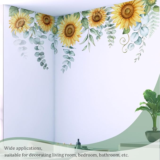 Sunflowers Floral Wall Decals Peel and Stick, Large Floral Flowers Wall Stickers, Removable Vine Home Decor Art for Bedroom Living Room Classroom Office - Image 7