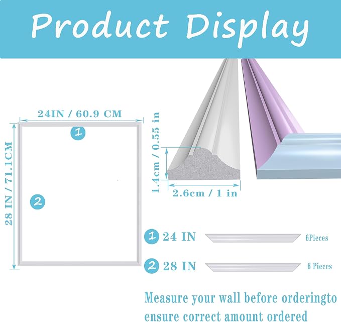 3 Set Panels Peel and Stick Premade Wainscoting Accent Wall Panels for Interior Wall Decor Easy DIY Build and Picture Frame Door Decor (24 x 28 in) - Image 2