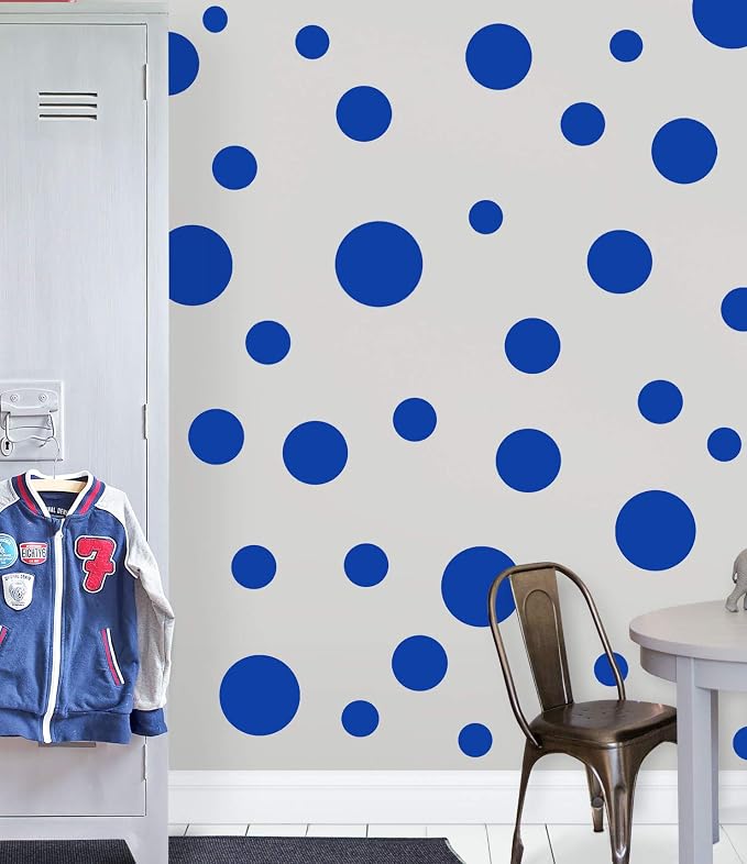 Create-A-Mural Polka Dot Wall Stickers, Wall Decor Stickers, Wall Dots, Vinyl Circle Room Dot Decals (Blue) by Create-A-Mural