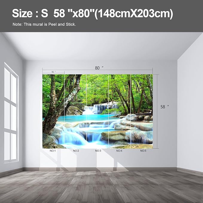 Forest Landscape wall murals Woodland Tree Peel and Stick self Adhesive Wallpaper for Bedroom Living Room - 58"x80" - Image 2
