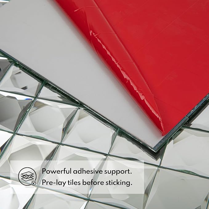 Lovdeco Peel and Stick 2" Mirror Glass Mosaic Tile 9 Faces Beveled Silver Crystal Mosaic Tile for Kitchen Backsplash, 12x10 Inch, 5 Sheets - Image 5