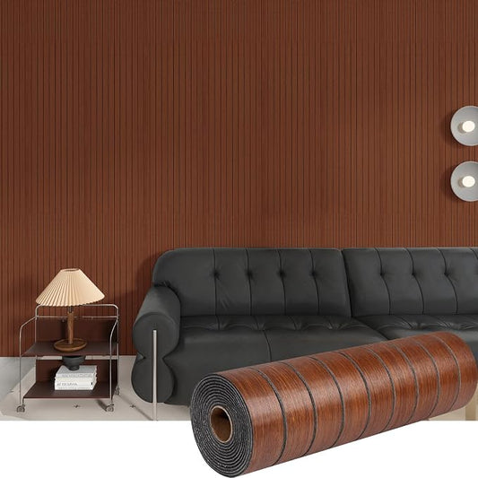 3D Wood Slat Wall Panels Peel and Stick Faux Wood Grain Thick Wallpaper 15.7"x118" Acoustic PET & IXPE Foam Paneling Self-Adhesive Decor for RV Living Room Bedroom Ceiling DIY Accent Wall Covering by Laceskyso