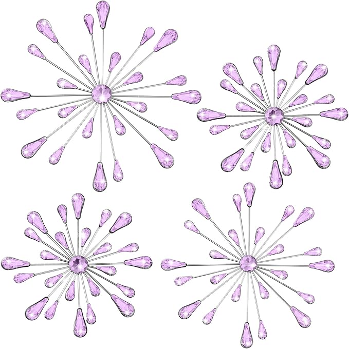 Hicarer 4 Pcs Starburst Wall Decor, Metal Wall Art, Purple - Image 2