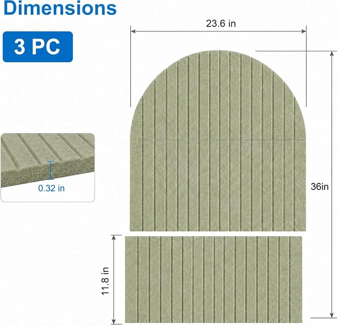Large Arched Felt Bulletin Board, Sized 36" x 24" for Office & Wall Decor – 6 Customizable Adhesive Tiles with Pins are Perfect to Display Your Photos (Sage Green) - Image 2