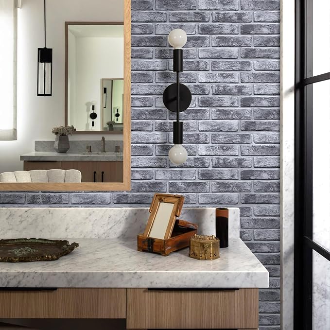 Commomy Faux Brick 3D Wall Panels,Thin UrltraLight PVC 22.8" x 11.8" | Thin UrltraLight PVC Peel and Stick Tile Retro Brick Printable for Bedroom,Living Room,TV Background（Covers 22.48 sq.ft) - Image 9