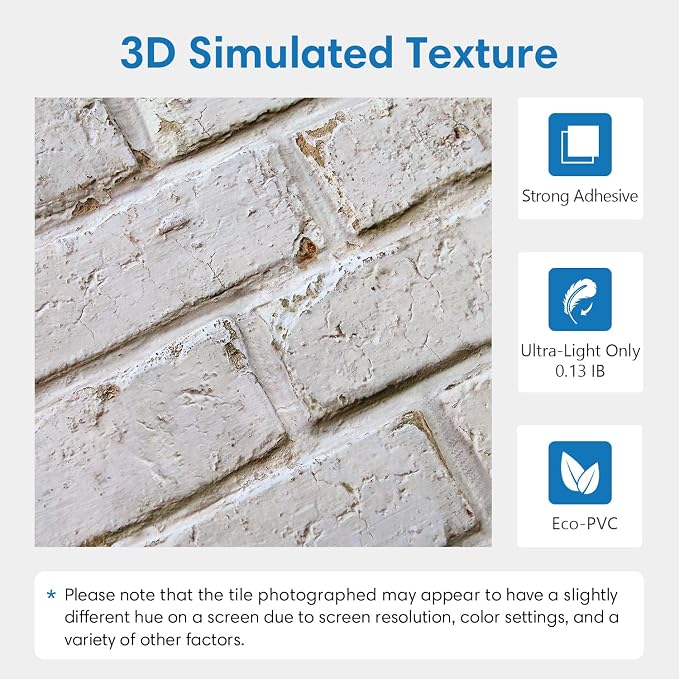 COMSTICKC 3D Faux Brick Wall Panels Peel and Stick, 10 Pcs 11.8" x 11.8" | Retro Yellow and White, Not Real Brick, Small Size, PVC Brick Wall Sticker Covering Wallpaper for Quick DIY, Cover 9.7 sq ft - Image 5
