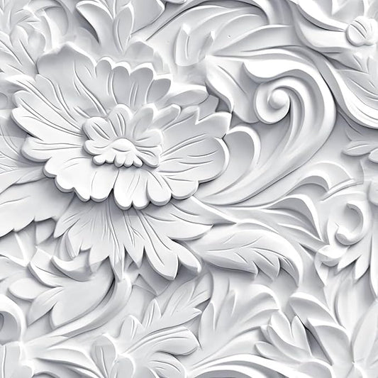 ReWallpaper 17.5in×23ft Modern 3D Wallpaper Stick and Peel Wallpaper Grey Floral Peel and Stick Wallpaper for Bedroom Bathroom Contact Paper Decorative Faux 3D Wall Panels for Interior Wall Decor by ReWallpaper