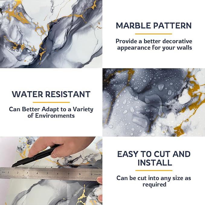 Peel and Stick Wall Panels, 11.8" x 11.8", 30-Pack | Self-Adhesive, Waterproof, Marble Wallpaper, For Kitchen Backsplash, For Bathroom & Living Room - Image 7