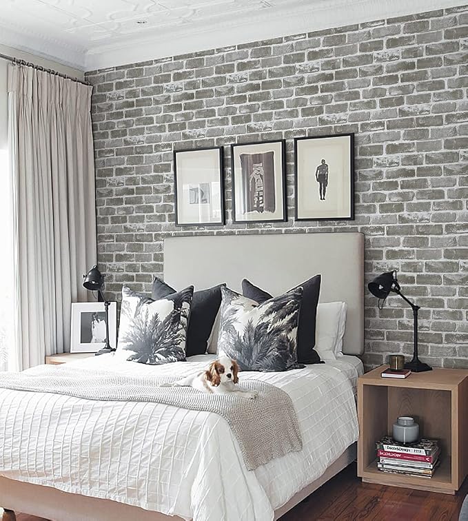 Timeet 3D Vintage Grey Brick Wallpaper 17.7"×472" Brick Peel and Stick Wallpaper Brick Wallpaper Brick Self Adhesive Faux Textured Wallpaper Stone Look Wall Paper Home Decor Vinyl - Image 3
