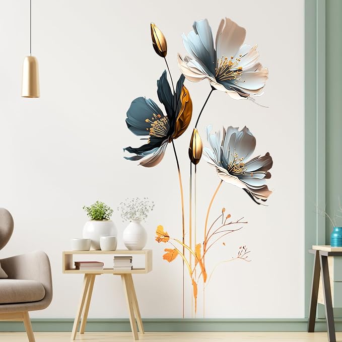New Chinese Style Relief Lotus Wall Decal 3D Floral Wall Sticker DIY Removable Peel and Stick Wall Art Mural for Living Room Bedroom Porch Sofa Background Board Furniture Decoration by DRWSSR