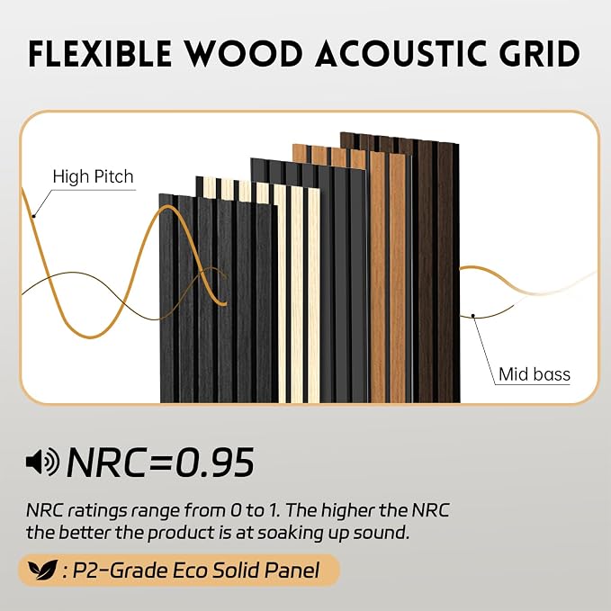 4 Pack Wood Panels for Wall, 106.3" × 11" Wood Slat Acoustic Panels for Wall, Soundproof Panels, 3D Fluted Panels for Interior Wall Decor (Teak) - Image 3