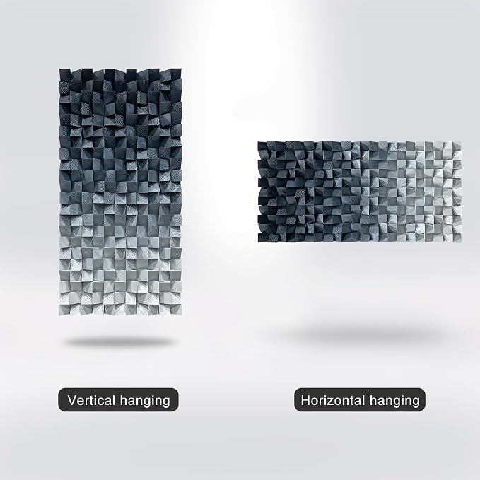 LIUZEYUE - Large Blue and White 3D Wooden Block Wall Art 3D Art Wall Decor Textured Wall Art Wood Wall Decor for Office Living Room 15.7"x31.5" - Image 5