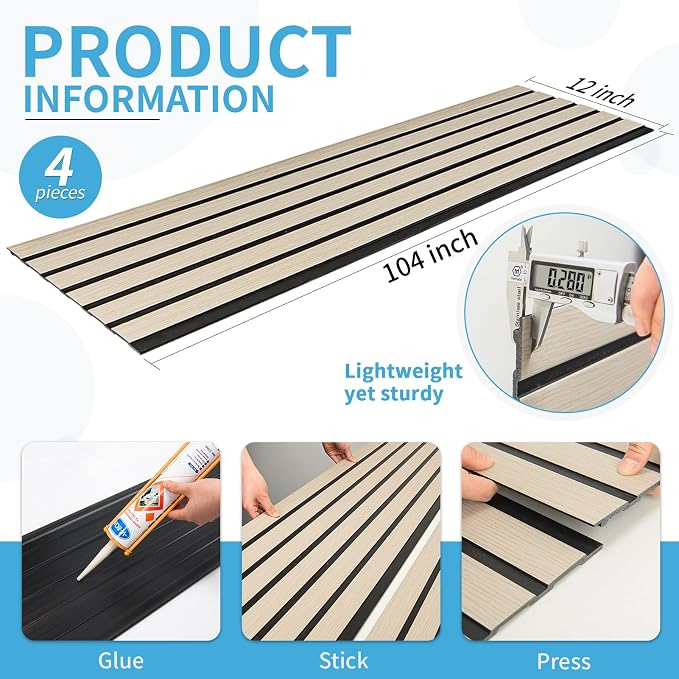 Art3d Six-Grid Design Slim Slat Wall Panels, 104 x 12 Inch, 4-Pack, Oak | Lightweight, Wainscoting, Waterproof, Easy to Clean, Sturdy, Glue on, Elegant Style, for Bedroom, Office, Home Improvement - Image 6
