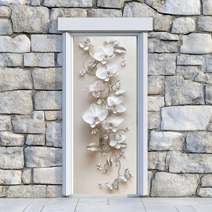 arricraft 2 Pcs Self-Adhesive Door Sticker, 31.5"x78.7" 3D Flower Butterfly Door Murals Stickers PVC Door Removable Wallpaper Decoration for Bedrooms ​Living Room - Image 7