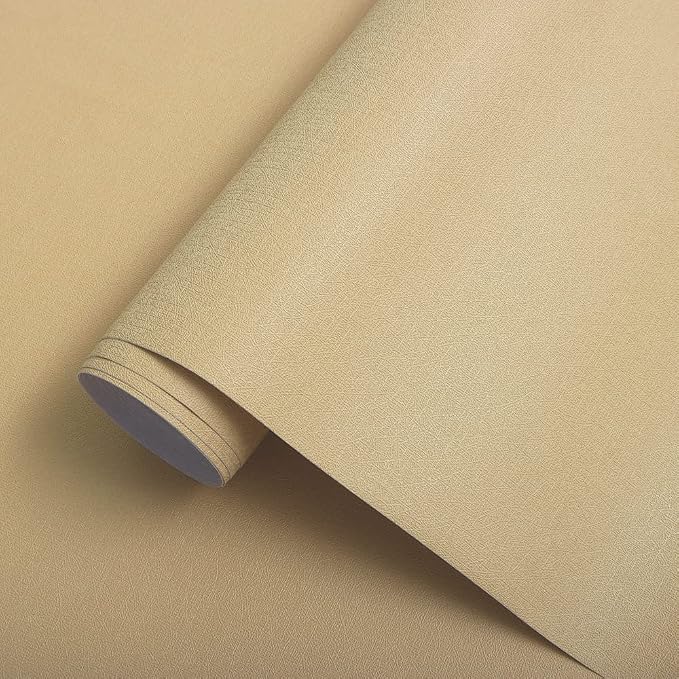 Yasinet 17.7" X 393.7" Peel and Stick Wallpaper - Champagne Textured, Waterproof, Self Adhesive, Removable Decorative Vinyl Film for Wall, Bedroom by Yasinet