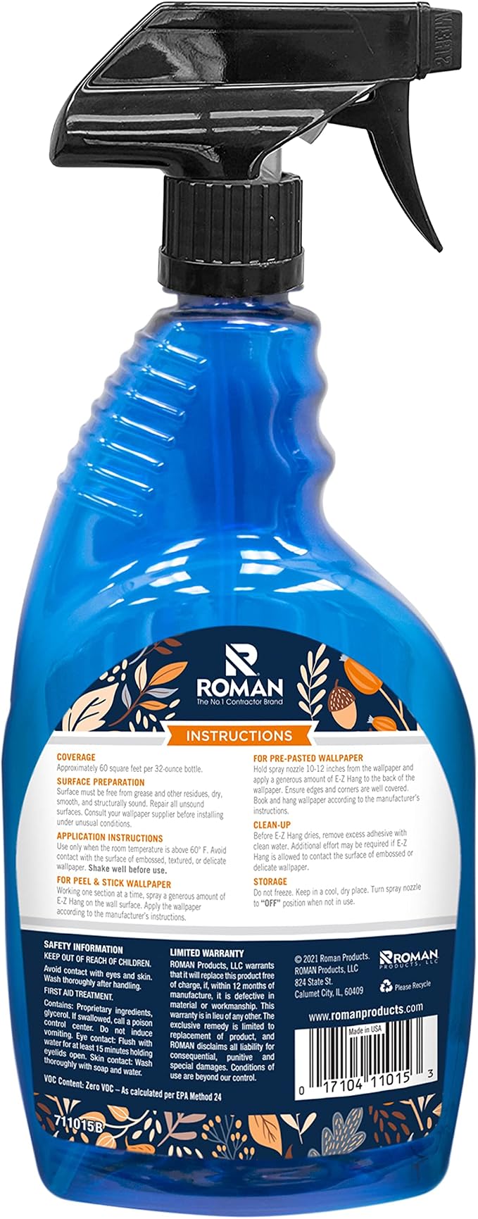 Roman’s E-Z Hang Peel & Stick Wallpaper Helper, Clear, Non-Staining, 32-OZ | Provides Slip and Increased Adhesion - Image 2