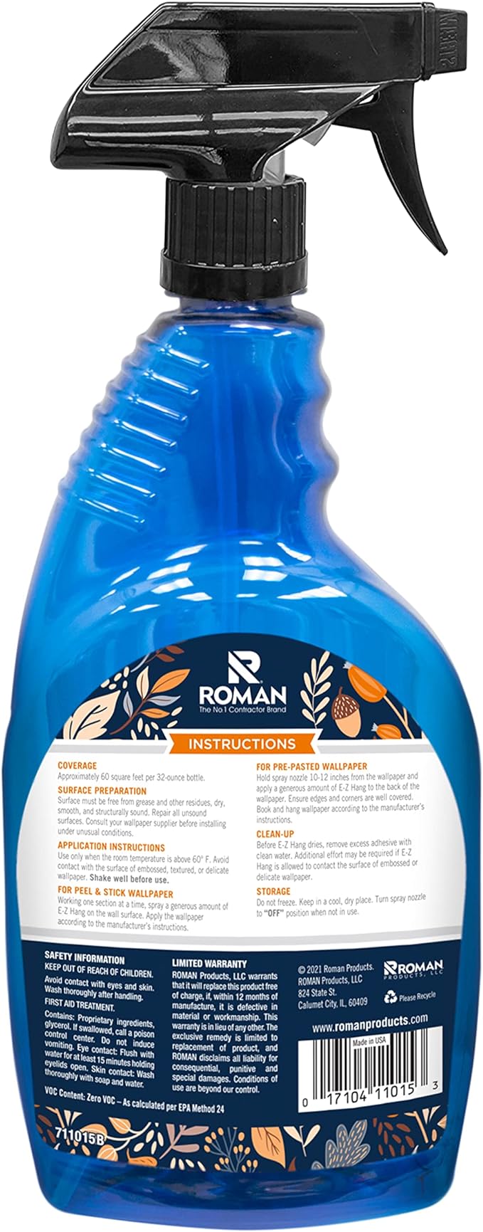 Roman’s E-Z Hang Peel & Stick Wallpaper Helper, Clear, Non-Staining, 32-OZ | Provides Slip and Increased Adhesion - Image 3