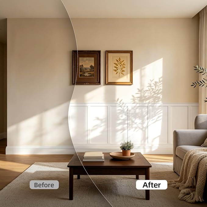 WADILE Premade Board and Batten Wall Panel Kit | Paintable PS Wall Moulding Kit, 24 Slats, 6 Decorative Edge Trims, Decorative Wall Panels, Living Room Bedroom Hallway - Image 2