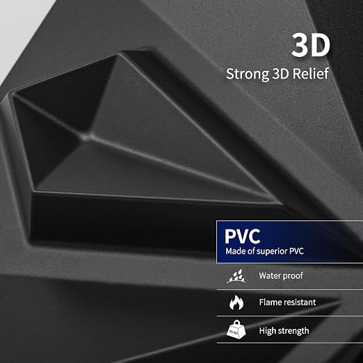 Art3dwallpanels 33 Pack 3D Wall Panels, Black PVC | 3D PVC Wall Tiles for Interior Wall Decor, Waterproof, Modern, Easy DIY for Residential and Commercial - Image 3