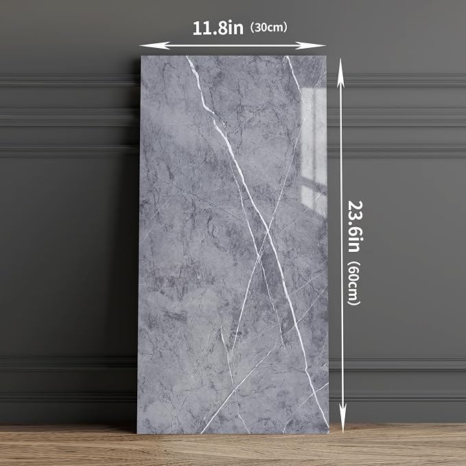Haimin 3D Wall Panels Peel and Stick Marble Tile Look 10 Pack Waterproof | Lightweight, each 23.6x11.8in, total 19.4 sq ft. Kitchen & bath backsplash, bedroom/living rm decor. Marble-look faux tile. - Image 3
