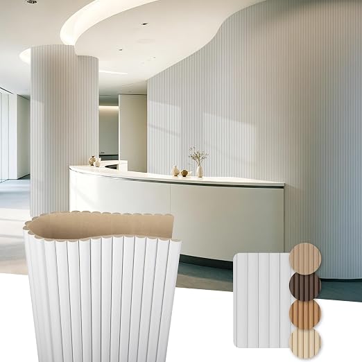 Art3d Roll-Flat Beaded Wood Slat Wall Panel, 2-Pack, 94.5 x 23.6 in, White | Flexible, Durable, Crack Resistant, Glue on, Easy to Install, for New Home Buyer, Future Mover to Upgrade Office, Living Room by Art3d