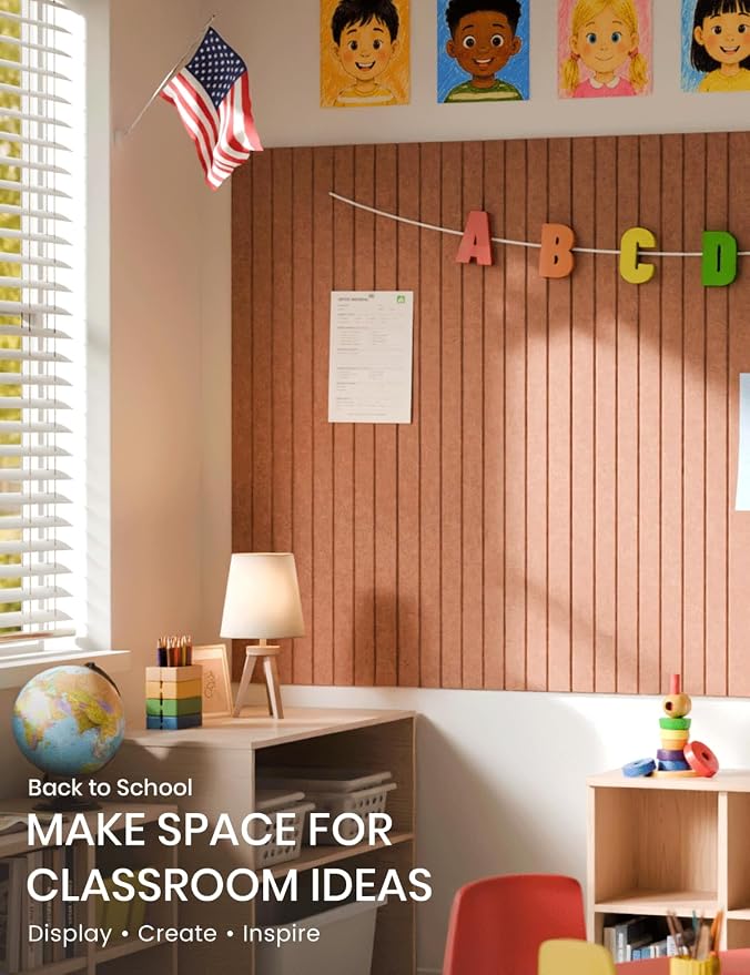 Fluxynara 48" x 36" Large Felt Bulletin Board, Terracotta | 12 Pack Cork Board Alternative with 60 Safe Adhesive Tabs, Pin Boards for Wall Decor, Home, Office, Classroom,Dorm - Image 4