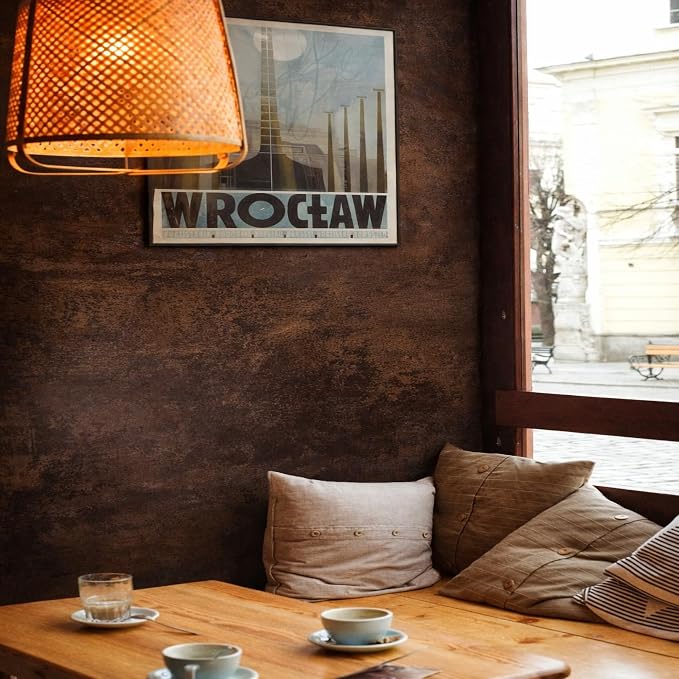 Bumoo Coffee Limewash Peel and Stick Wallpaper 32'' x 354'' Brown Concrete Contact Paper Self Adhesive Thick Cholocate Texture Waterproof Vinyl Leather Matte Wall Mural for Living Room Basement Gym - Image 7
