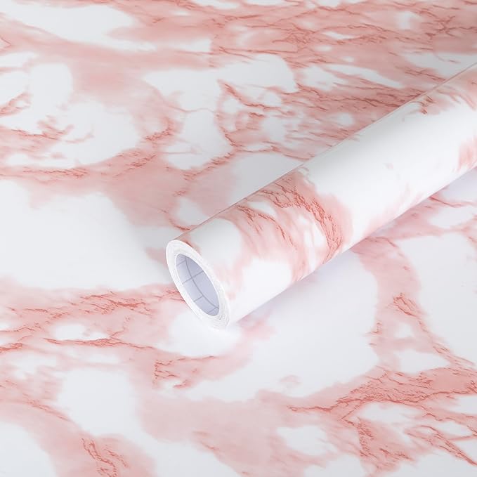 Marble Contact Paper Pink Extra Wide Peel and Stick for Kitchen Countertop | 35.4in ×118in Marble Wallpaper Self-Adhesive Vinyl Waterproof Great As Cabinets Drawer Shelf Crafts Wall Paper Decorations by practicalWs