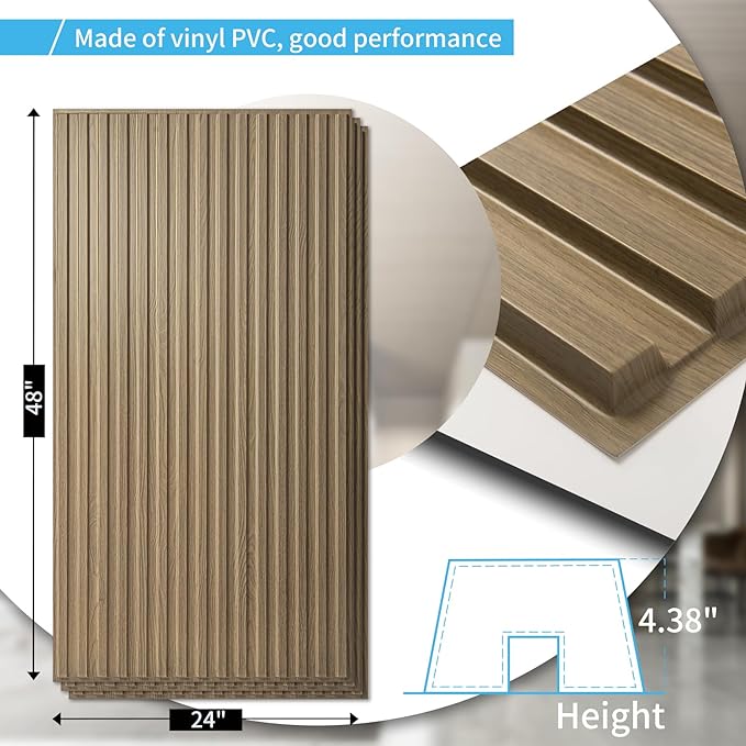Art3d Fluted Slat 3D Wall Panels, Drop Ceiling Tiles, 12-Pack, Walnut | 24" x 48" , Lightweight, Break-Proof, Compatible with Grid System, Ideal for Home, Commercial Spaces - Image 4