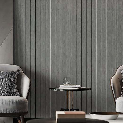 Thick Wood Slat Wall Panels, Modern 3D Peel and Stick, 15.75"x118" Self-Adhesive Accent Wall with Sound Dampening for TV Wall and Ceiling, Bedroom, Home Office, Dark Grey, 13 Sq Ft - Image 3