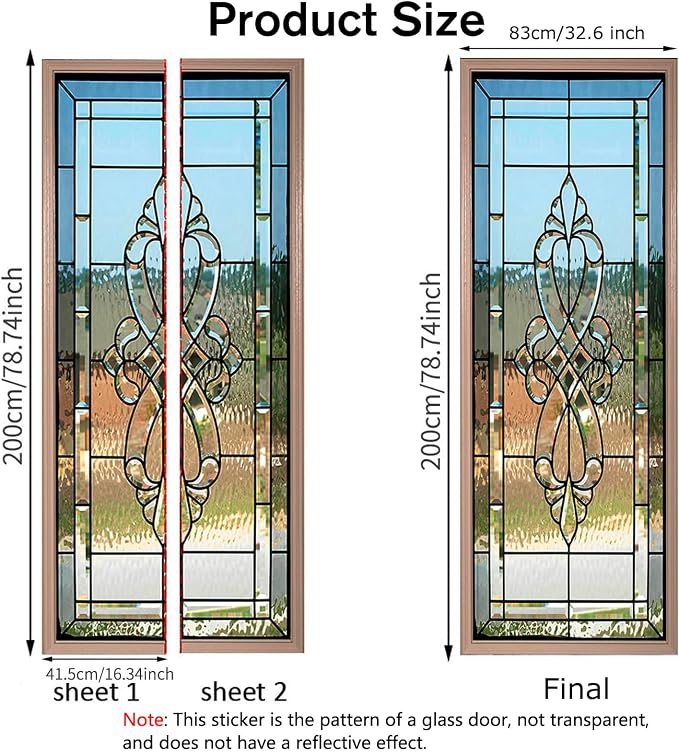 Door Stickers Peel Stick Murals-Wall Covers Decorative Decal Opaque Glass | 30.3"W x 78.7"H, 3D Opaque Glass Wallpaper，Waterproof Removable Opaque Vinyl Self Adhesive Fake Door Decor for Home Office - Image 2
