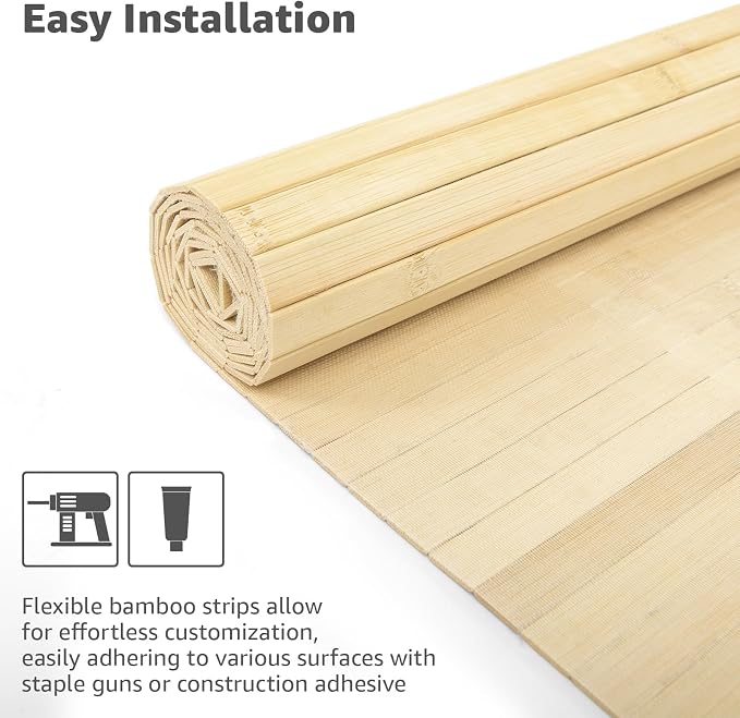 Art3d 48 x 96 in Pole Wrap Natural Bamboo Wall Panel, 2-Pack, Raw | Renewable Raw Board, Waterproof, No Emission, Wear-Resistant, Freely Cuttable, Stylish Wall Decor for Bedroom and Office - Image 6