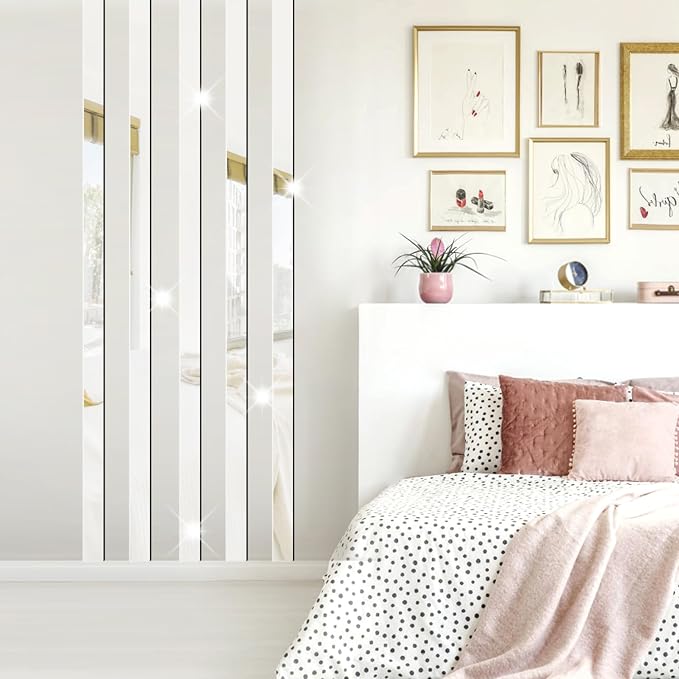 Acrylic Mirror Line Wall Stickers Striped Mirror Wall Decor for Living Room by Easma
