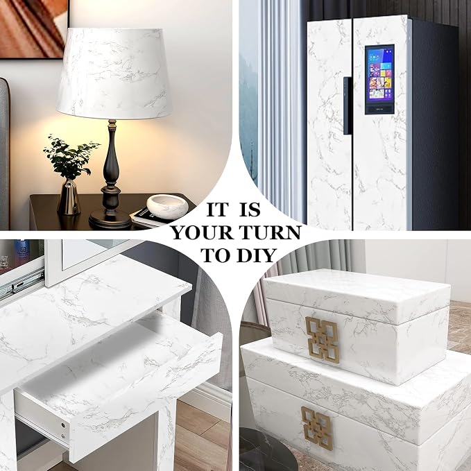 Marble Contact Paper White Peel and Stick Wallpaper for Kitchen Countertop | 17.71" x 393.7" Thick Gray Granite PVC Roll for Cabinet Furniture Renovated Easy to Remove Without Leaving Glue Upgrade - Image 8