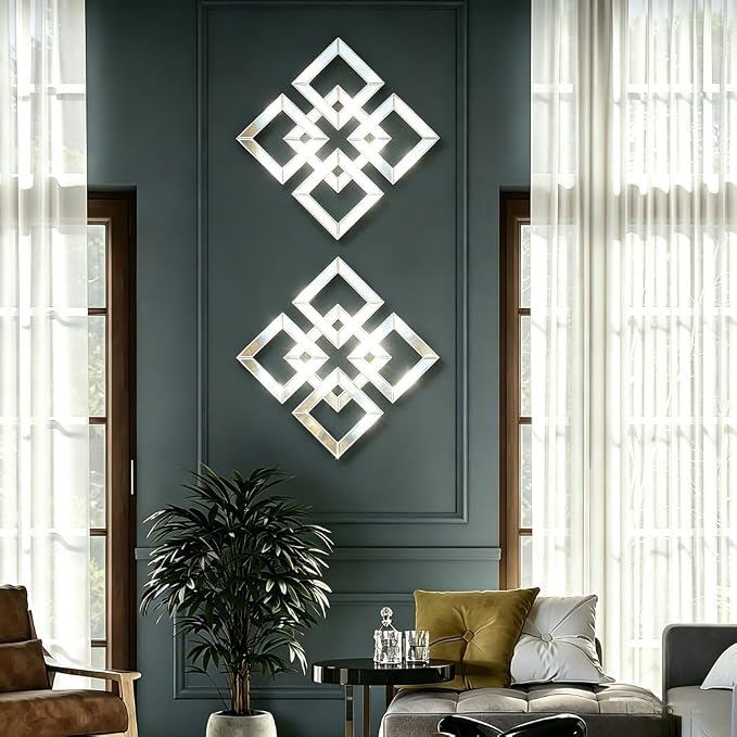 QMDECOR Square Mirrored Wall Decor Decorative Mirror 12x12 inches Modern Fashion DIY Silver Wall-Mounted Mirrors - Image 4