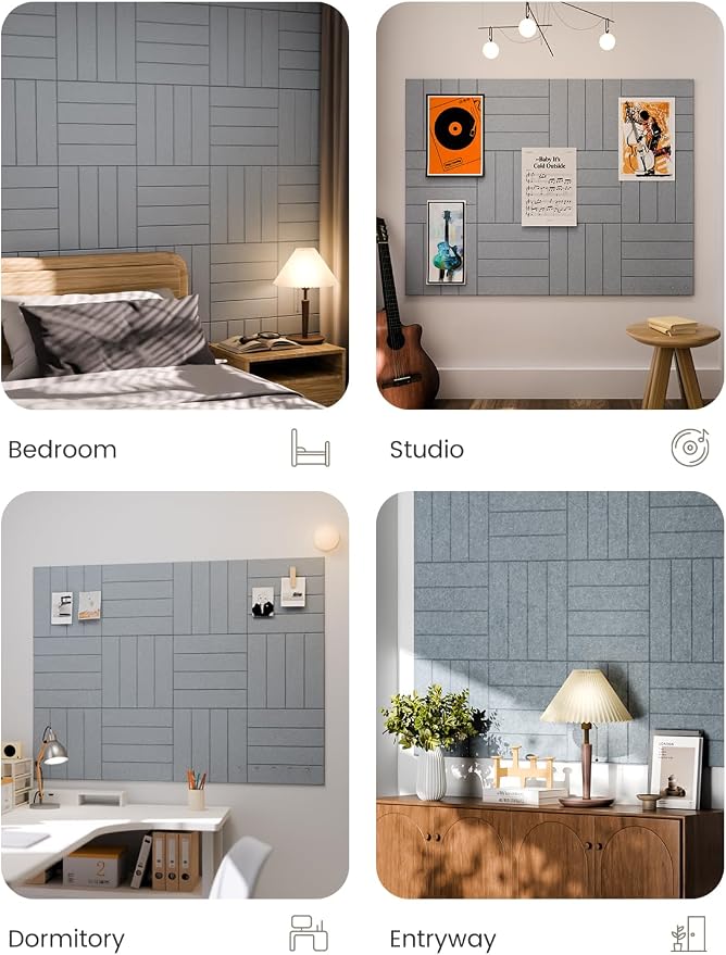 Fluxynara Felt Bulletin Board & Cork Board Alternative, Blue Gray | 48" x 36" Pin board, Removable Adhesive Tabs, Easy Install Without Wall Damage, For Home Office Decor - Image 6