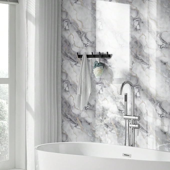 10pcs Marble Peel and Stick Waterproof Wall Panels,Heat-Resistant Backsplash Tile, 23.6"x11.8" PVC Foam Wall Sticker for Kitchen,Living Rooms,TV Walls,Colorful (Not Real Tile 19.4Sq. Ft.) - Image 2