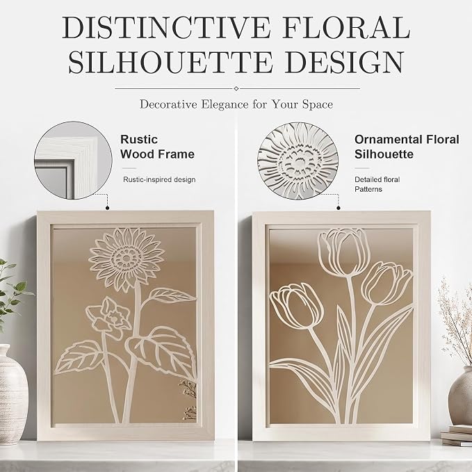 2 Set Farmhouse Mirrors for Wall Decor Living Room Bedroom Bathroom Entryway Wood Rustic Framed Decorative Accent Hanging Wall-Mounted Mirror Set -Distressed White 15.7 in - Image 4